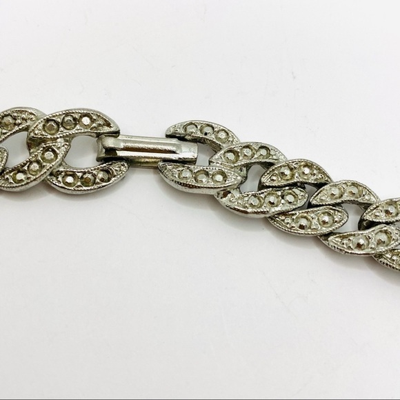 Necklace Vintage Silver Tone Collar 16.5” Chunky Statement - Picture 5 of 12